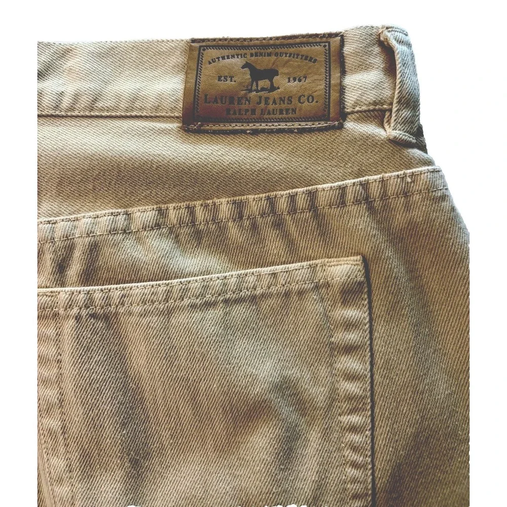 Y2K LAUREN Jeans Co 10 Sand Battenburg Lace Trim Pants Bootcut Leg Jeans Romance